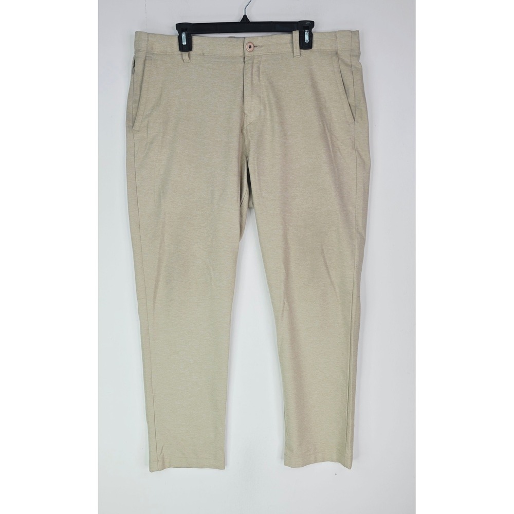 Tommy Bahama Mens 36X30 On Par Flat Front Beige Heathered Chino Golf Pants - Picture 2 of 15